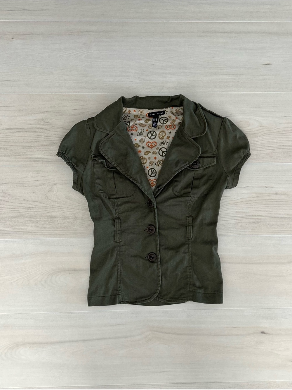 green y2k fang button blouse